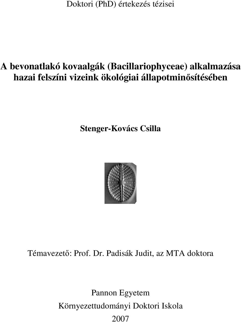 állapotminısítésében Stenger-Kovács Csilla Témavezetı: Prof. Dr.