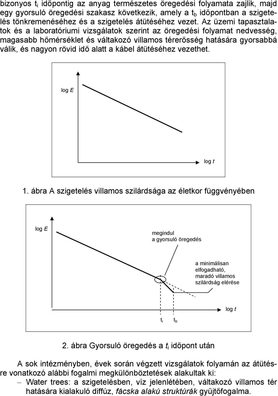 Az üzemi tapasztalatok és a laboratóriumi vizsgálatok szerint az öregedési folyamat nedvesség, magasabb hőmérséklet és váltakozó villamos térerősség hatására gyorsabbá válik, és nagyon rövid idő