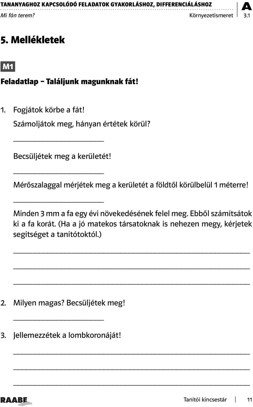 Mérőszalaggal mérjétek meg a kerületét a földtől körülbelül 1 méterre! Minden 3 mm a fa egy évi növekedésének felel meg.