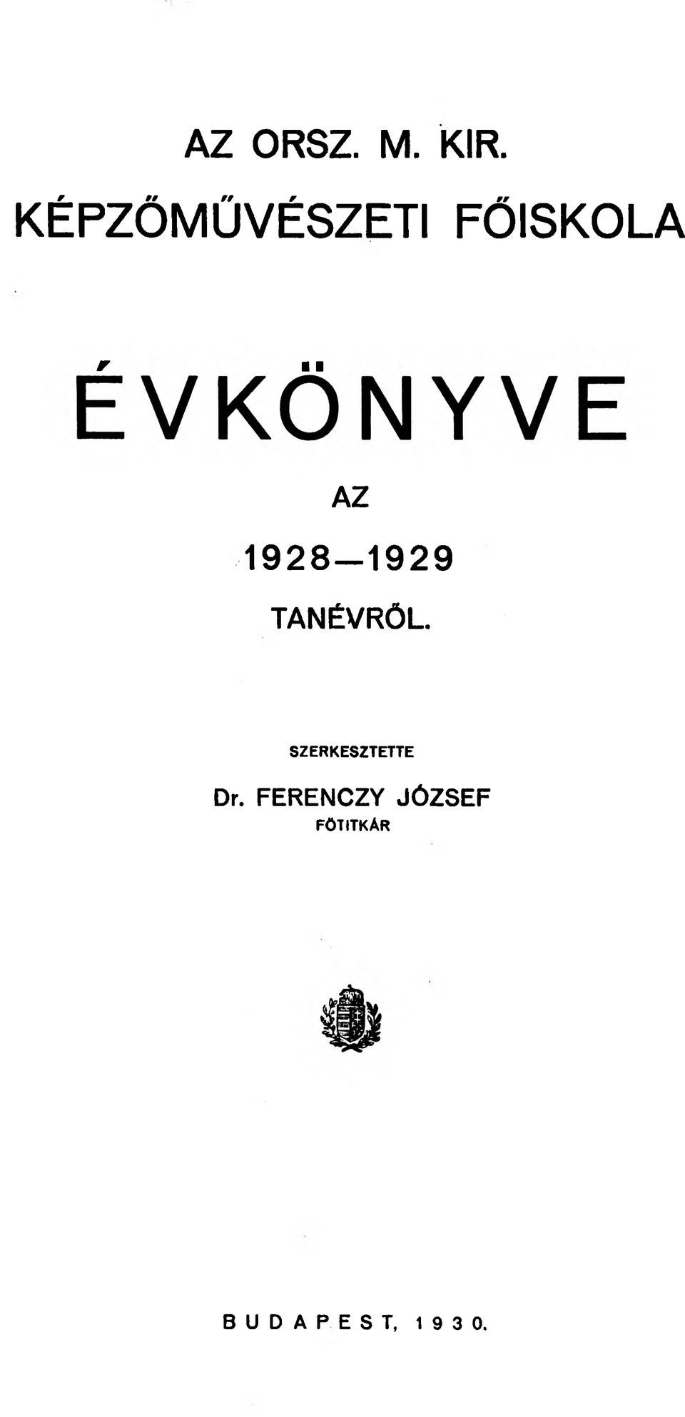 1928-1929 TANÉVRŐL.
