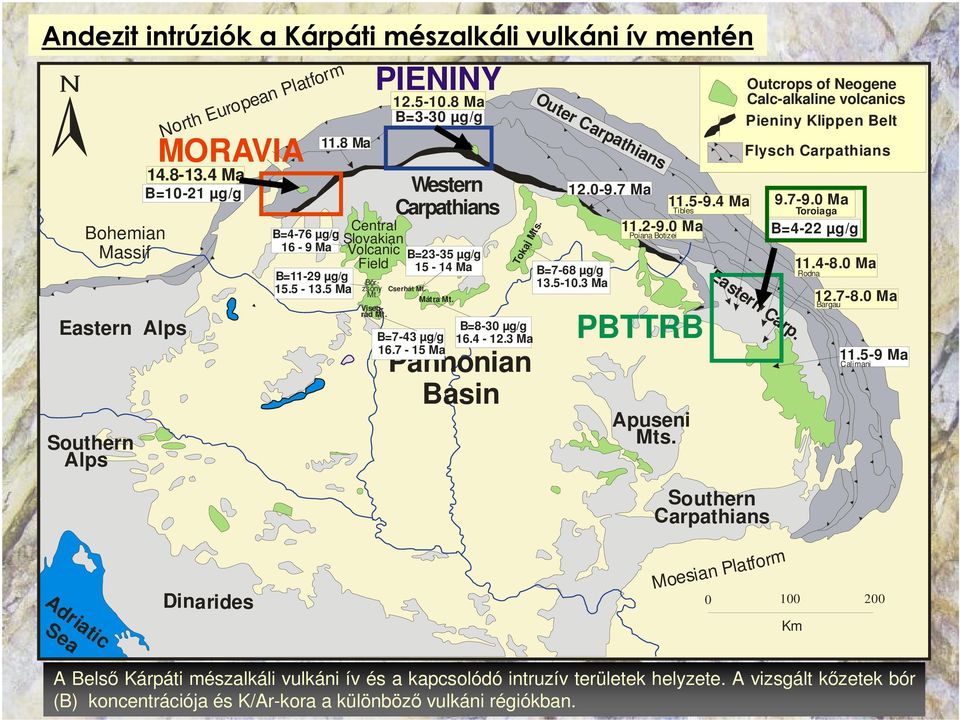 B=7-43 µg/g 16.7-15 Ma Tokaj Mts. B=8-30 µg/g 16.4-12.3 Ma Pannonian Basin Outer Carpathians 12.0-9.7 Ma 11.5-9.4 Ma Tibles 11.2-9.0 Ma Poiana Botizei B=7-68 µg/g 13.5-10.3 Ma PBTTRB Apuseni Mts.