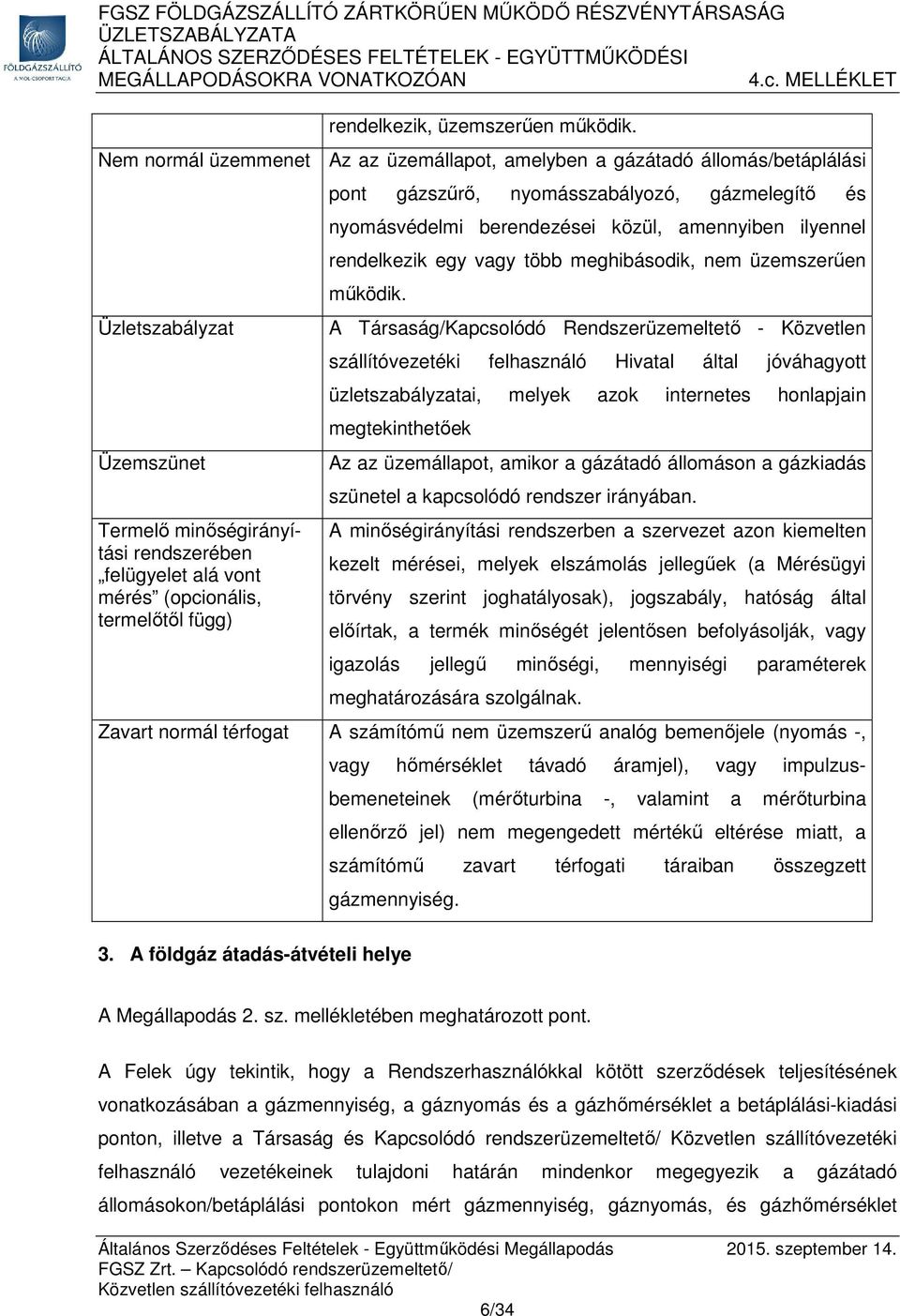 függ) pont gázszűrő, nyomásszabályozó, gázmelegítő és nyomásvédelmi berendezései közül, amennyiben ilyennel rendelkezik egy vagy több meghibásodik, nem üzemszerűen működik.