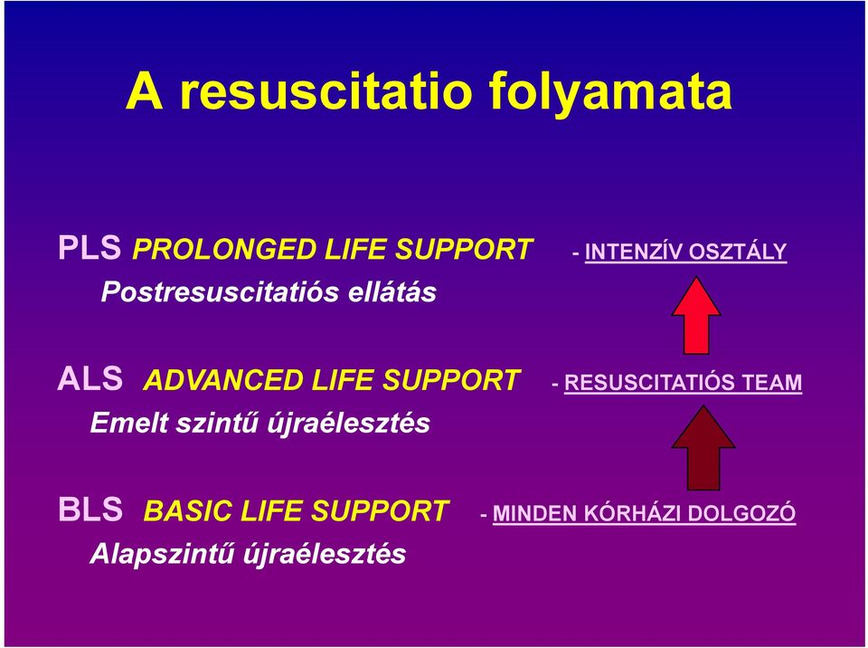 SUPPORT - RESUSCITATIÓS TEAM Emelt szintű újraélesztés BLS