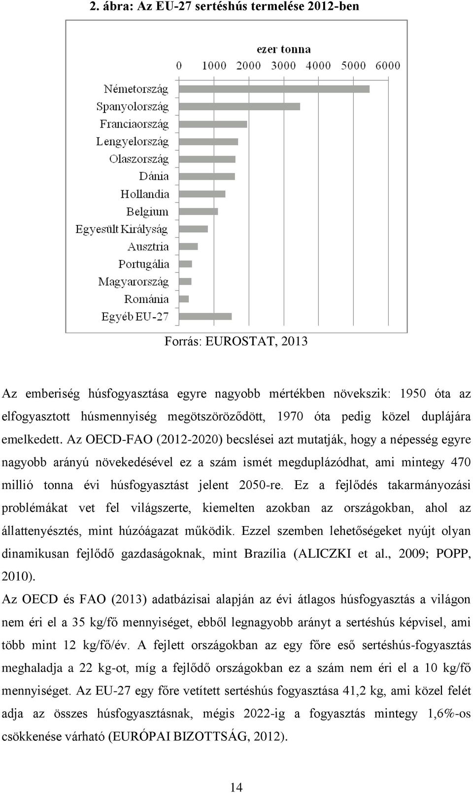 Az OECD-FAO (2012-2020) becslései azt mutatják, hogy a népesség egyre nagyobb arányú növekedésével ez a szám ismét megduplázódhat, ami mintegy 470 millió tonna évi húsfogyasztást jelent 2050-re.