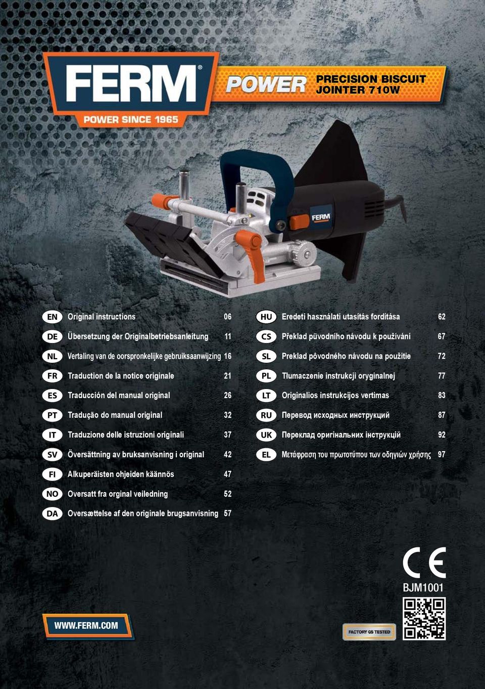 manual original 26 LT Originalios instrukcijos vertimas 83 PT Tradução do manual original 32 RU Перевод исходных инструкций 87 IT Traduzione delle istruzioni originali 37 UK Переклад оригінальних