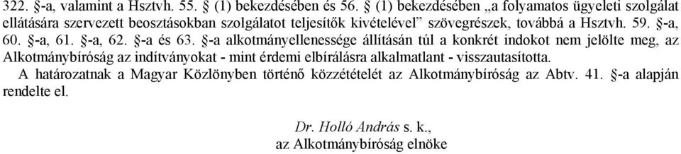 Hsztvh. 59. -a, 60. -a, 61. -a, 62. -a és 63.