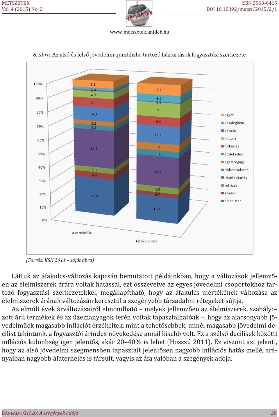 jellemzően az élelmiszerek árára voltak hatással, ezt összevetve az egyes jövedelmi csoportokhoz tartozó fogyasztási szerkezetekkel, megállapítható, hogy az áfakulcs mértékének változása az