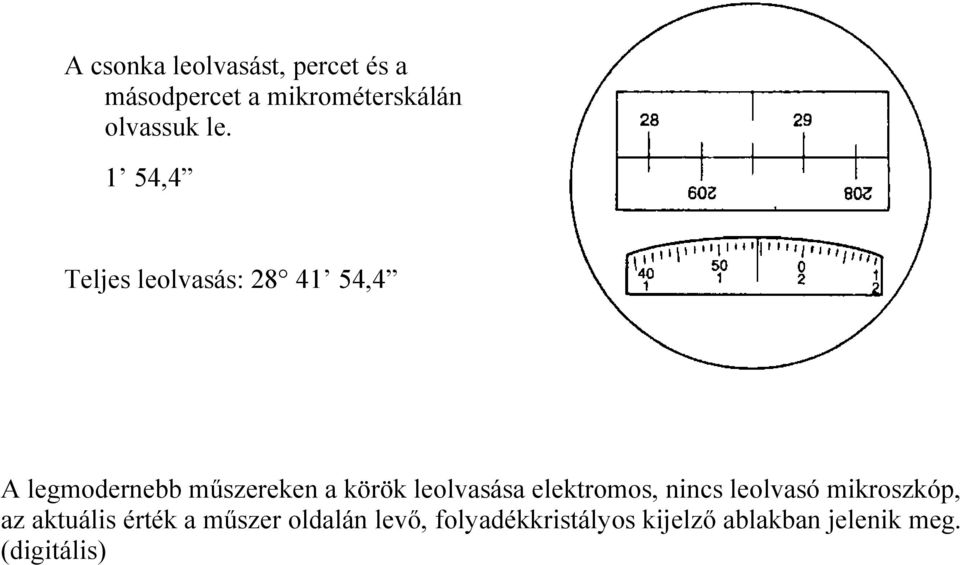 leolvasása elektromos, nincs leolvasó mikroszkóp, az aktuális érték a