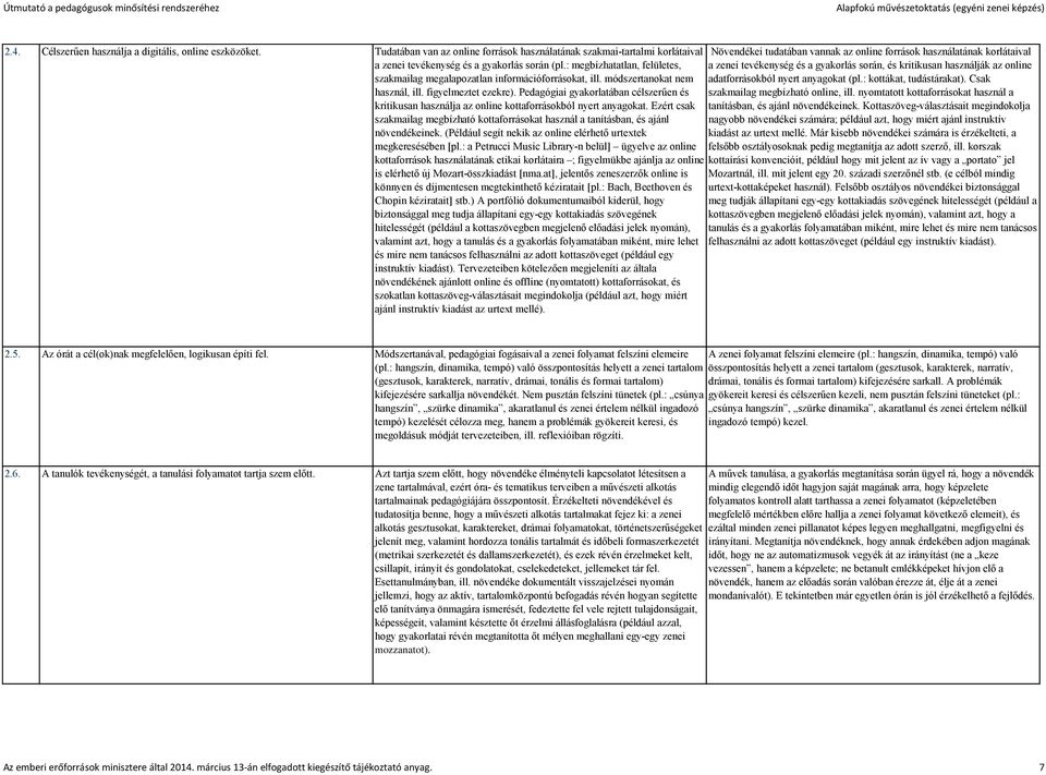 : megbízhatatlan, felületes, szakmailag megalapozatlan információforrásokat, ill. módszertanokat nem használ, ill. figyelmeztet ezekre).