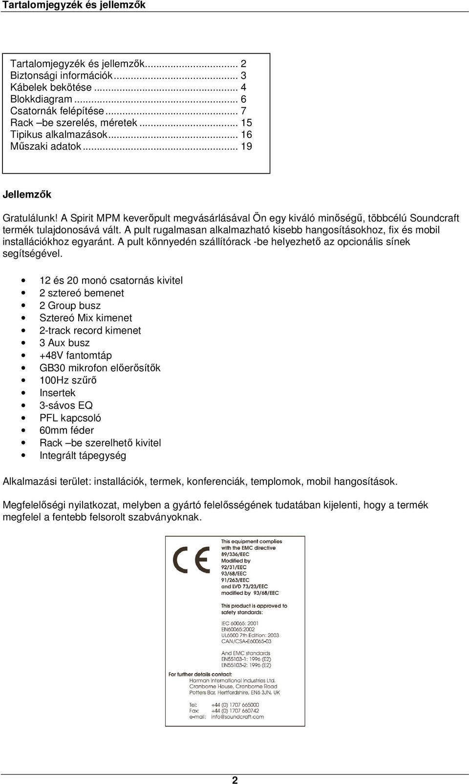 Tartalomjegyzék és jellemzők - PDF Ingyenes letöltés