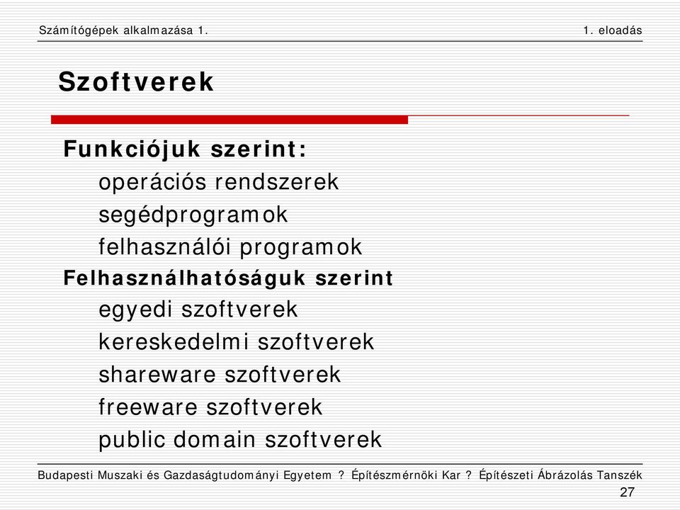 Felhasználhatóságuk szerint egyedi szoftverek