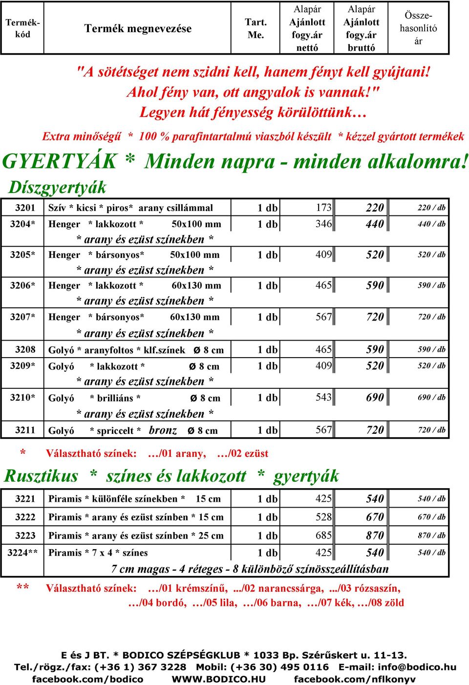 3201 Szív * kicsi * piros* arany csillámmal 1 db 173 220 220 / db 3204* Henger * lakkozott * 50x100 mm 1 db 346 440 440 / db * arany és ezüst színekben * 3205* Henger * bsonyos* 50x100 mm 1 db 409