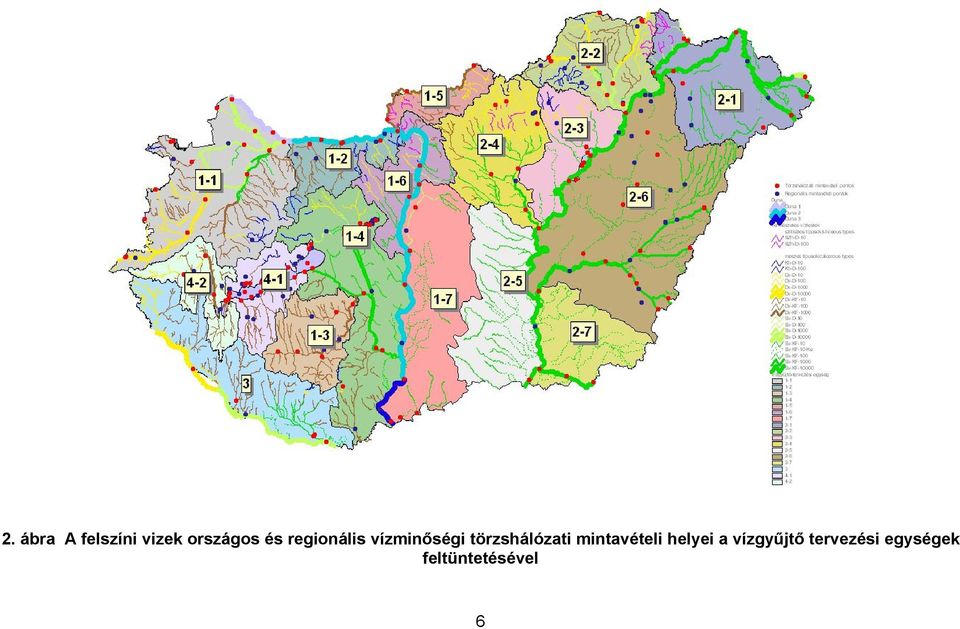 törzshálózati mintavételi helyei a