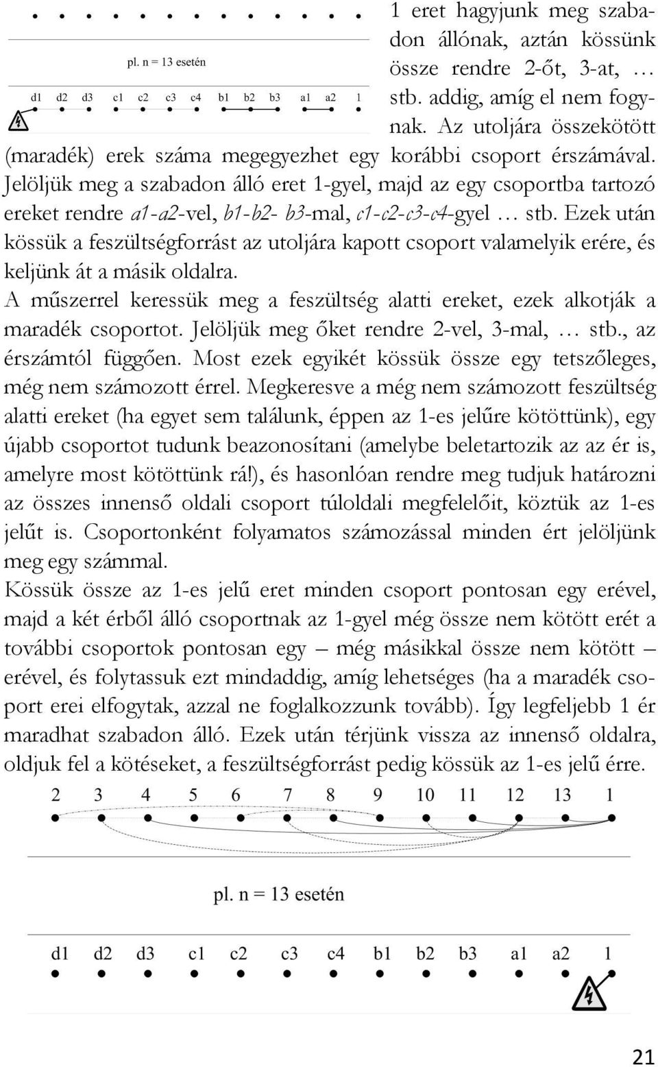 Ezek után kössük a feszültségforrást az utoljára kapott csoport valamelyik erére, és keljünk át a másik oldalra. A műszerrel keressük meg a feszültség alatti ereket, ezek alkotják a maradék csoportot.