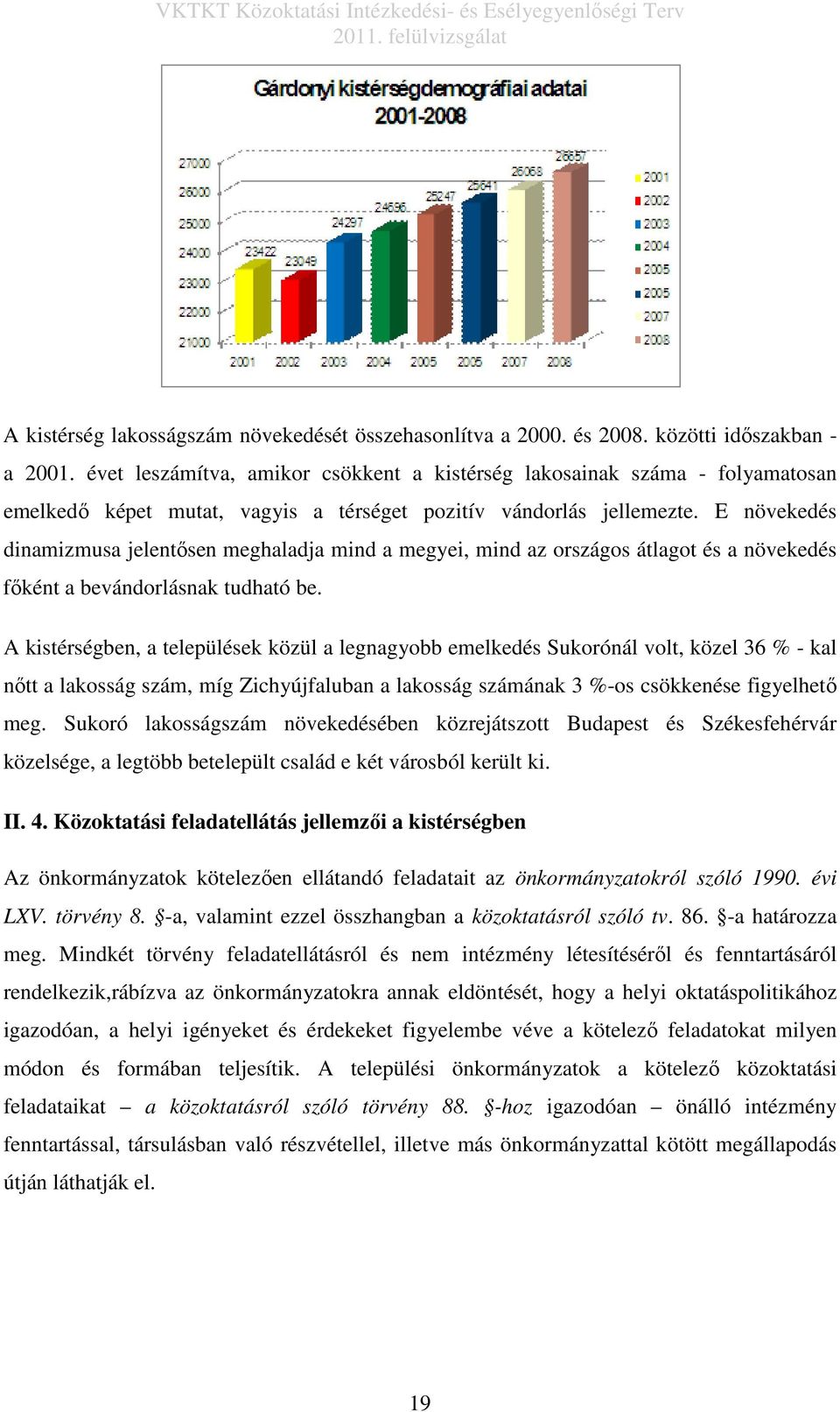 E növekedés dinamizmusa jelentősen meghaladja mind a megyei, mind az országos átlagot és a növekedés főként a bevándorlásnak tudható be.