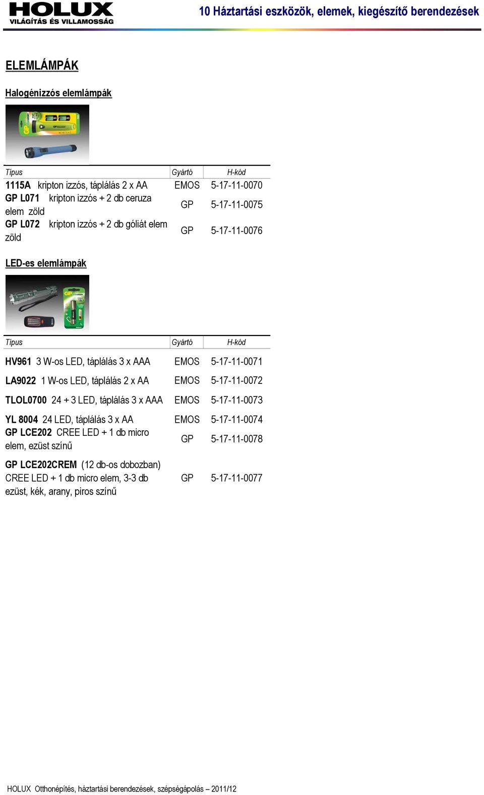 TLOL0700 24 + 3 LED, táplálás 3 x AAA EMOS 5-17-11-0073 YL 8004 24 LED, táplálás 3 x AA EMOS 5-17-11-0074 GP LCE202 CREE LED + 1 db micro elem, ezüst színű GP 5-17-11-0078