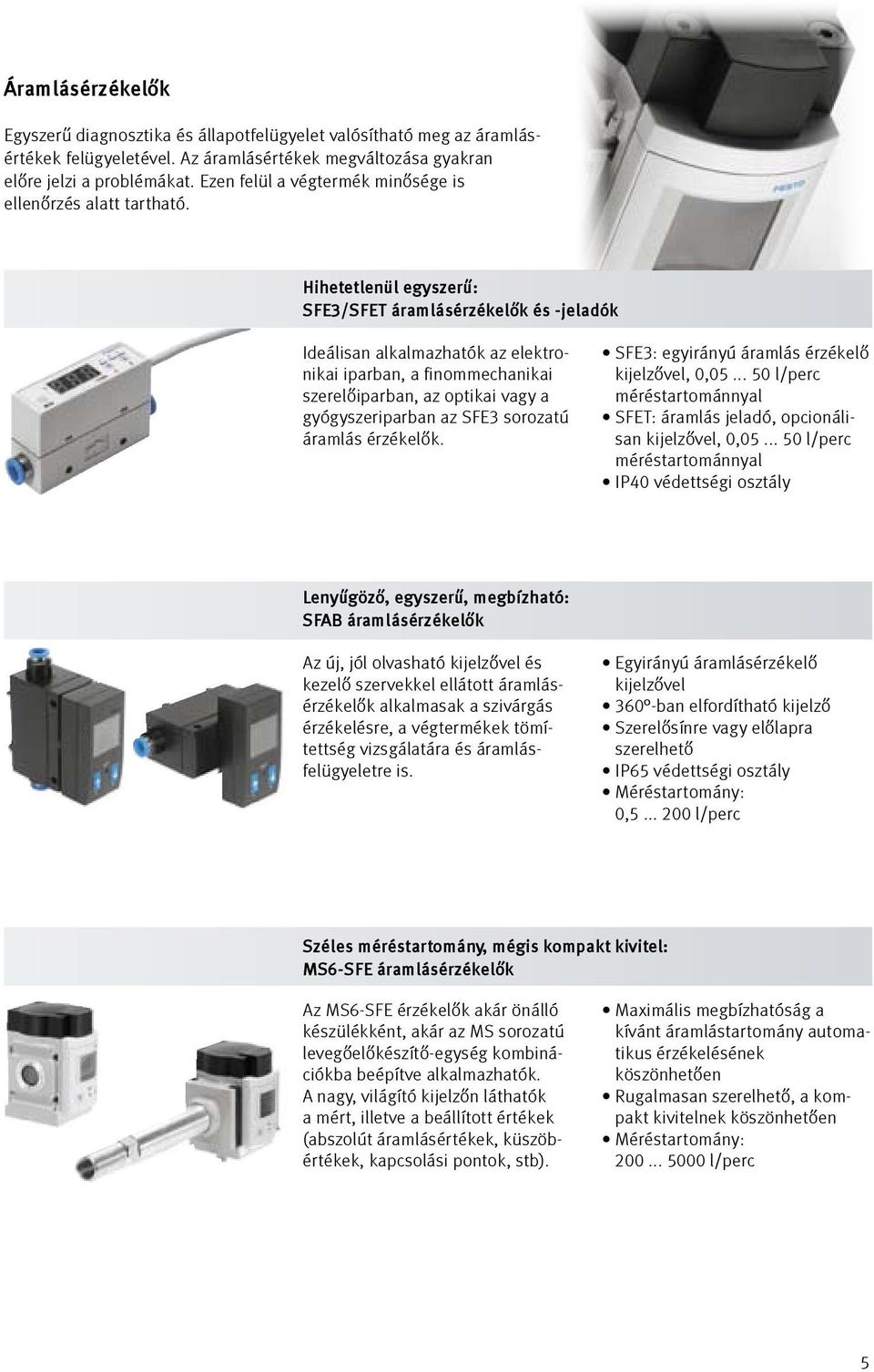 Hihetetlenül egyszerű: SFE3/SFET áramlásérzékelők és -jeladók Ideálisan alkalmazhatók az elektronikai iparban, a finommechanikai szerelőiparban, az optikai vagy a gyógyszeriparban az SFE3 sorozatú