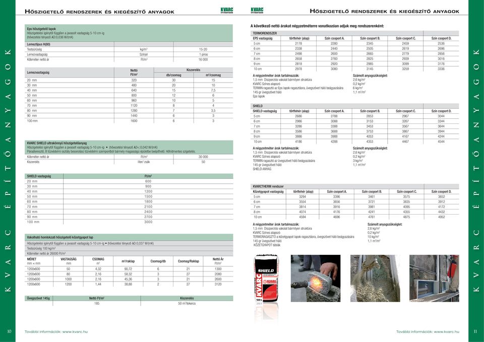 mm 640 15 7,5 50 mm 800 12 6 60 mm 960 10 5 70 mm 1120 8 4 80 mm 1280 7 3,5 90 mm 1440 6 3 100 mm 1600 6 3 KVARC SHIELD ultrakönnyű hőszigetelőanyag Hőszigetelési igénytől függően a javasolt