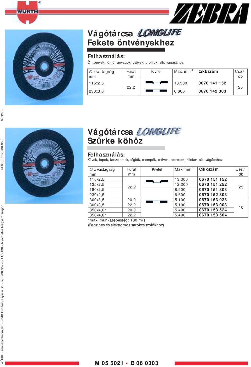 : (00 36) 23/418-130 - Nyomtatva Magyarországon M 05 5021/B 06 0303 09/2002 Szürke kõhöz Kövek, lapok, készelemek, téglák, csempék, csövek, cserepek, klinker, stb.