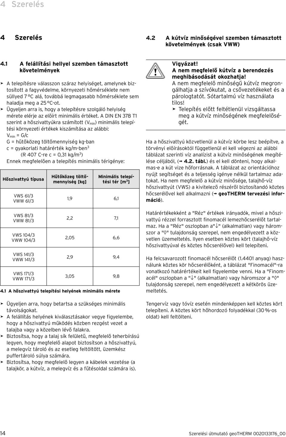 legmagasabb hőmérséklete sem haladja meg a 25 C-ot. > Ügyeljen arra is, hogy a telepítésre szolgáló helyiség mérete elérje az előírt minimális értéket.