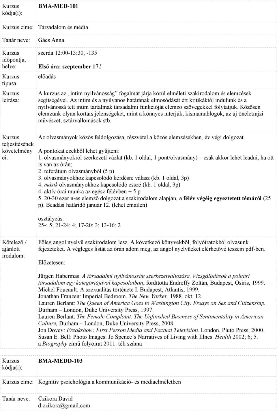 Az intim és a nyilvános határának elmosódását ért kritikáktól indulunk és a nyilvánossá tett intim tartalmak társadalmi funkcióját elemző szövegekkel folytatjuk.