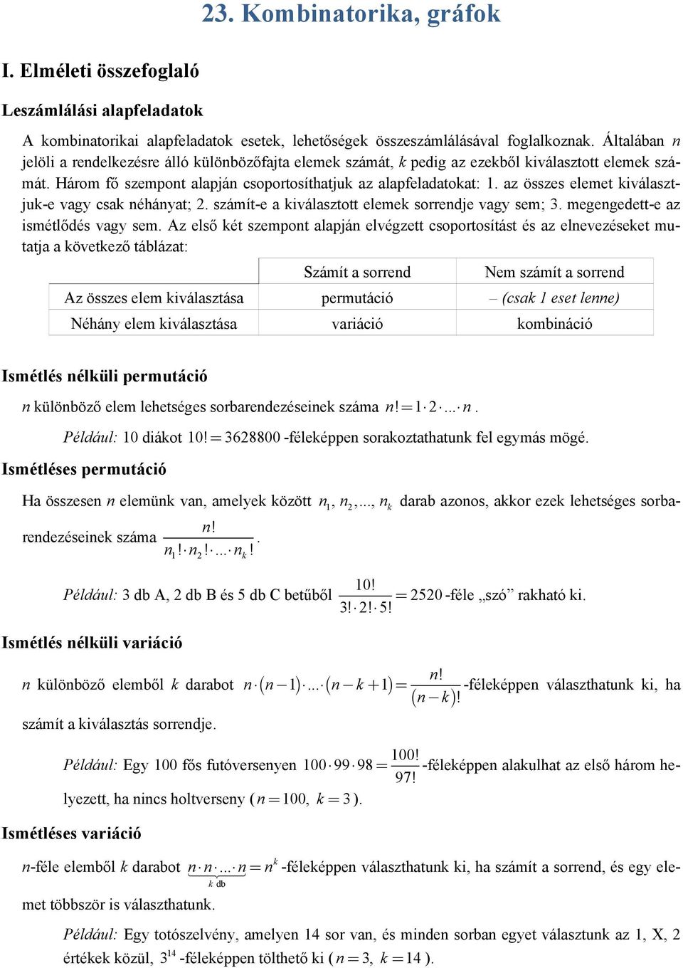 23. Kombinatorika, gráfok - PDF Ingyenes letöltés