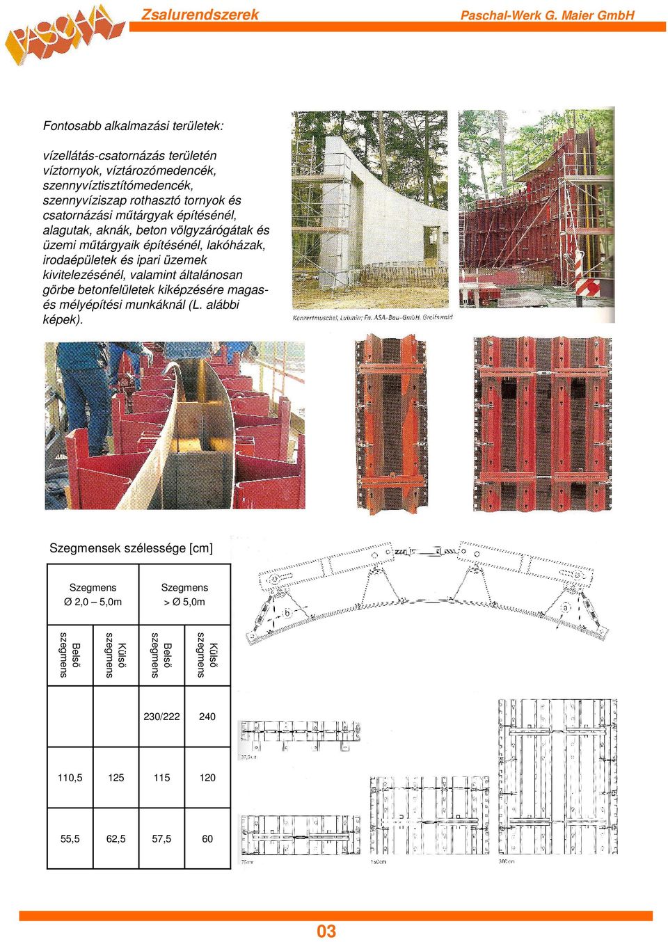 üzemek kivitelezésénél, valamint általánosan görbe betonfelületek kiképzésére magasés mélyépítési munkáknál (L. alábbi képek).