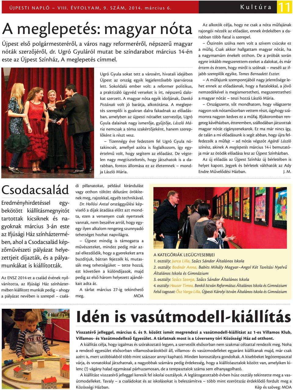 Csodacsalád Eredményhirdetéssel egybekötött kiállításmegnyitót tartottak kicsiknek és nagyoknak március 3-án este az Ifjúsági Ház színháztermében, ahol a Csodacsalád képzőművészeti pályázat