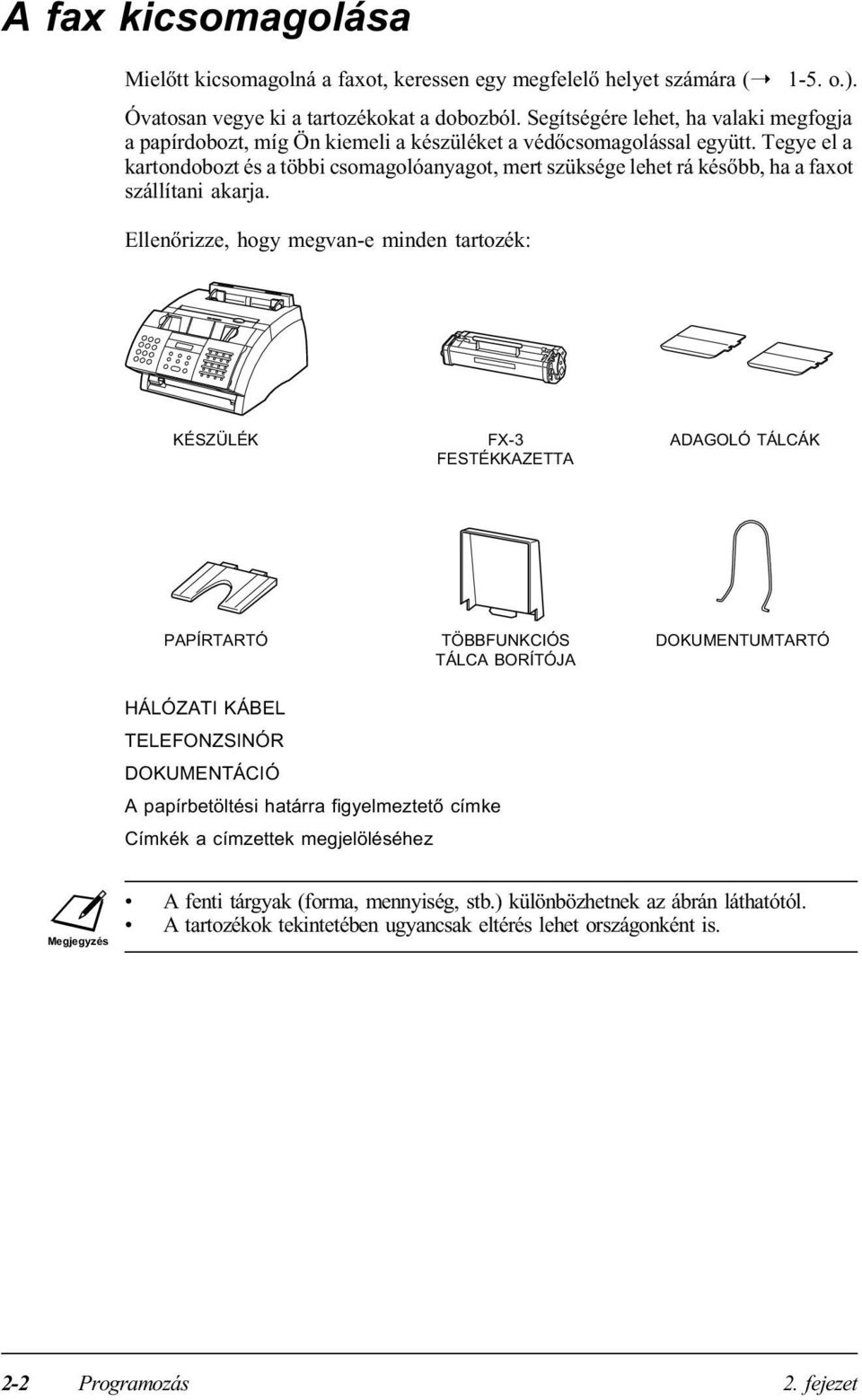 Tegye el a kartondobozt és a többi csomagolóanyagot, mert szüksége lehet rá később, ha a faxot szállítani akarja.