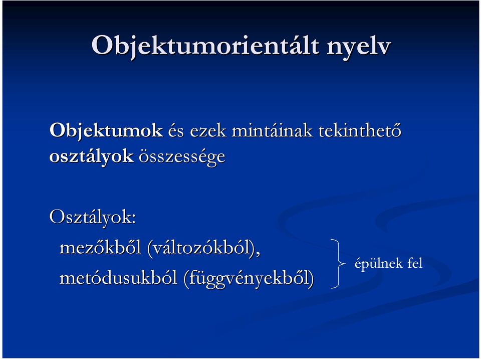 Osztályok: mezőkb kből l (változ ltozókból),