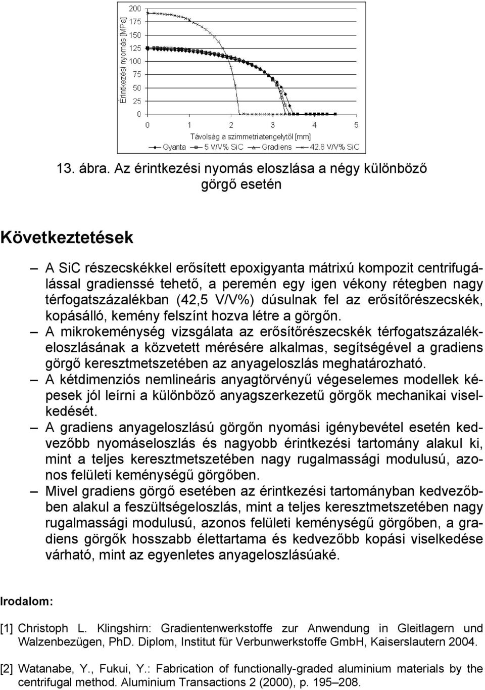 rétegben nagy térfogatszázalékban (42,5 V/V%) dúsulnak fel az erősítőrészecskék, kopásálló, kemény felszínt hozva létre a görgőn.