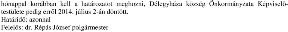 község Önkormányzata