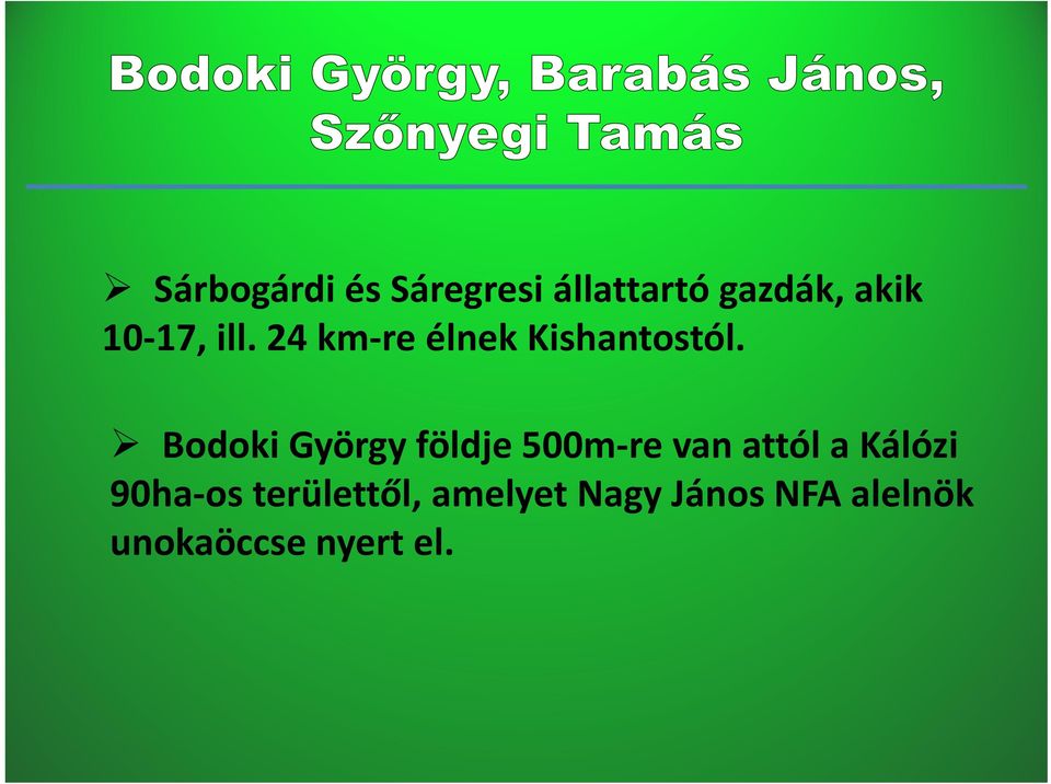 Bodoki György földje 500m re van attól a Kálózi