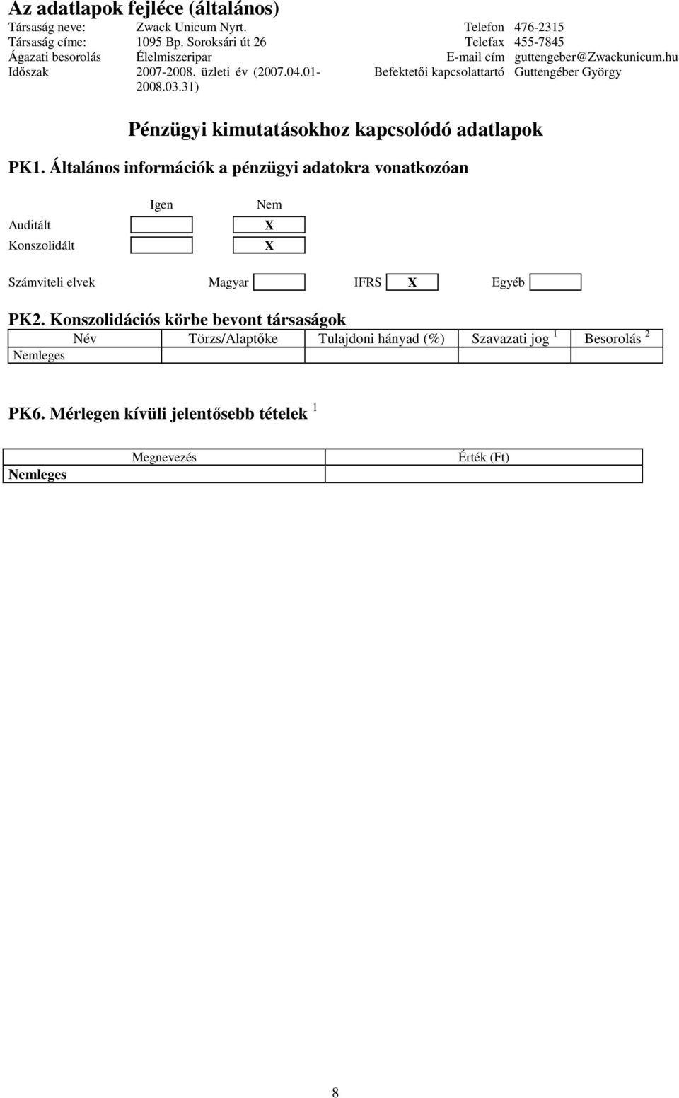 Számviteli elvek Magyar IFRS X Egyéb PK2.