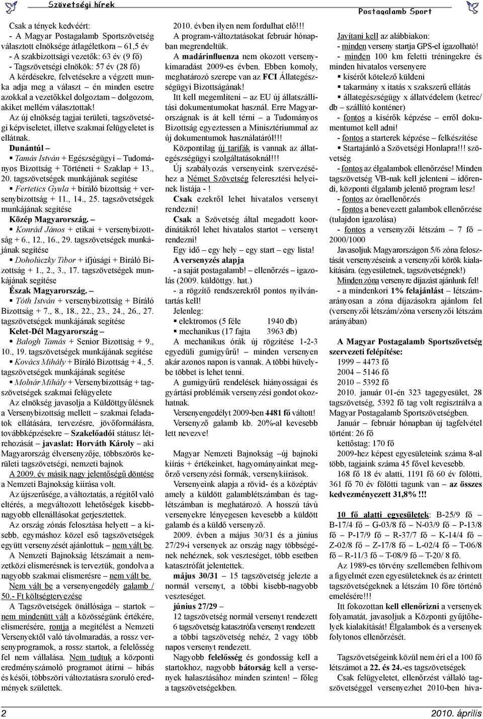 Az új elnökség tagjai területi, tagszövetségi képviseletet, illetve szakmai felügyeletet is ellátnak. Dunántúl Tamás István + Egészségügyi Tudományos Bizottság + Történeti + Szaklap + 13., 20.
