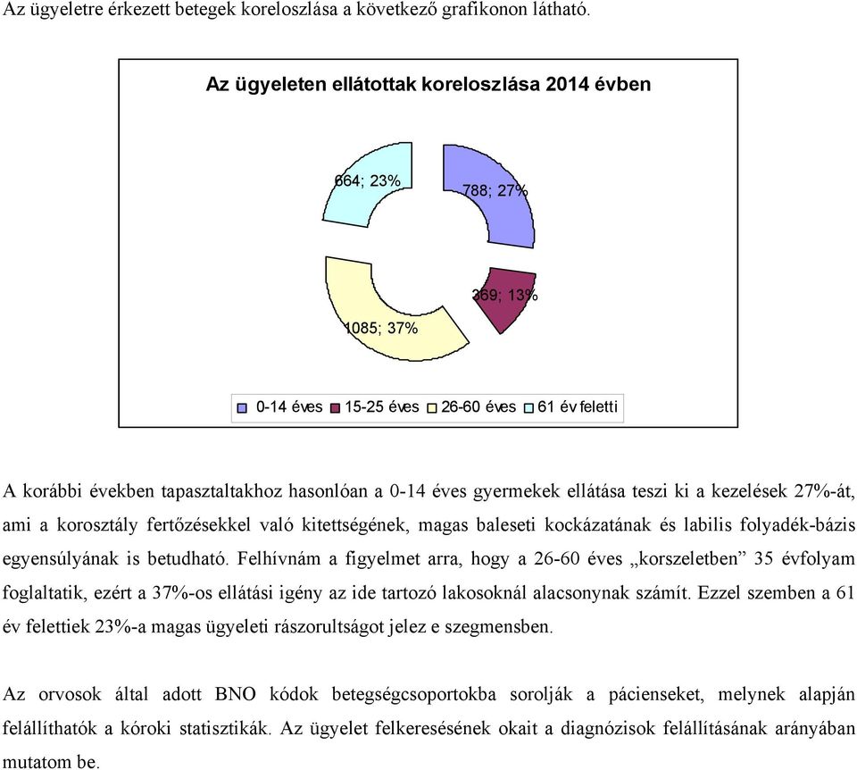 ellátása teszi ki a kezelések 27%-át, ami a korosztály fertőzésekkel való kitettségének, magas baleseti kockázatának és labilis folyadék-bázis egyensúlyának is betudható.