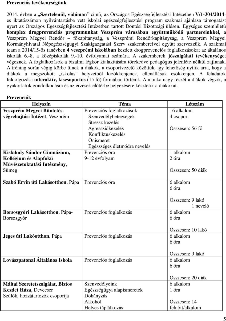 Országos Egészségfejlesztési Intézetben tartott Döntési Bizottsági ülésen.