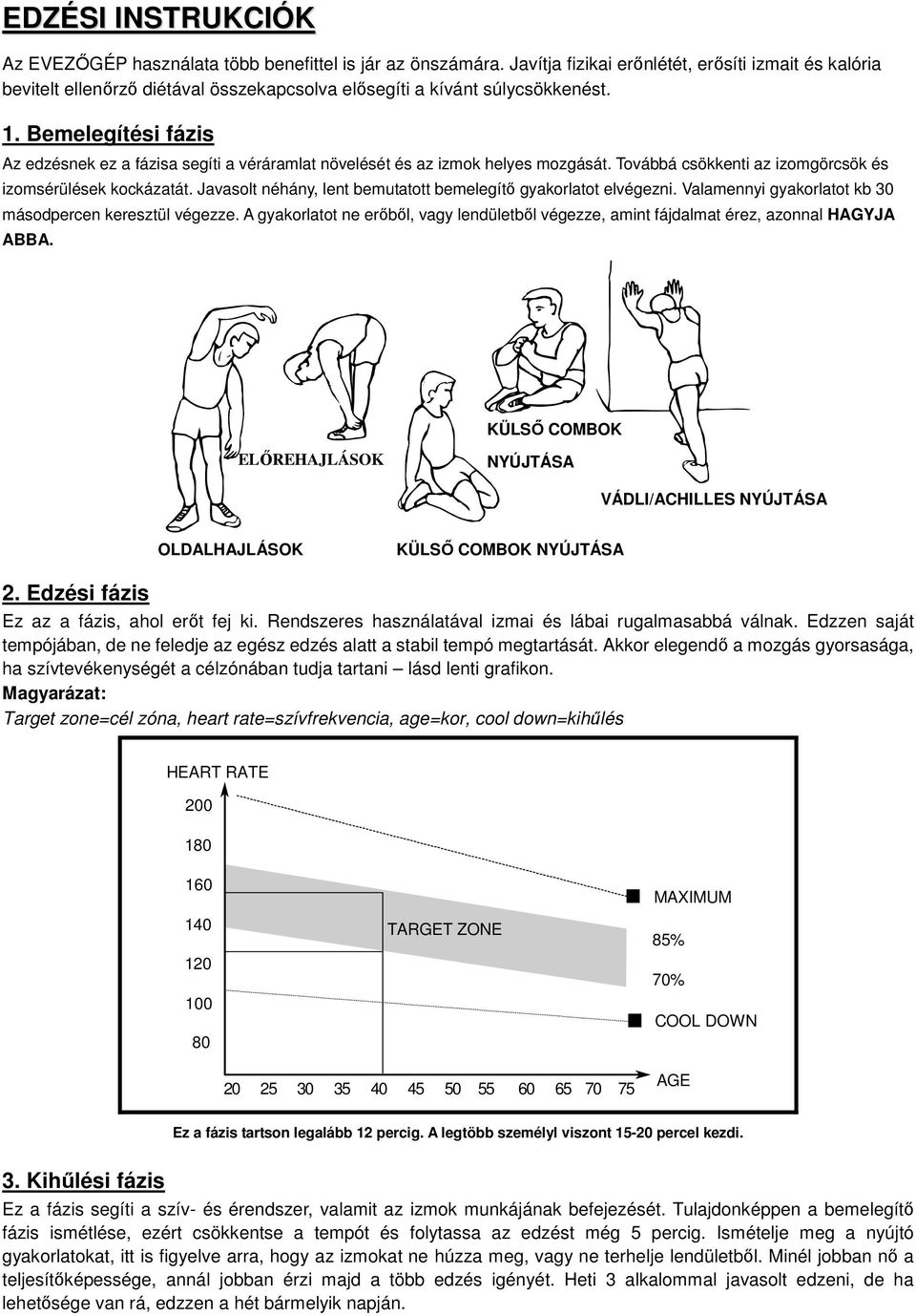 Bemelegítési fázis Az edzésnek ez a fázisa segíti a véráramlat növelését és az izmok helyes mozgását. Továbbá csökkenti az izomgörcsök és izomsérülések kockázatát.