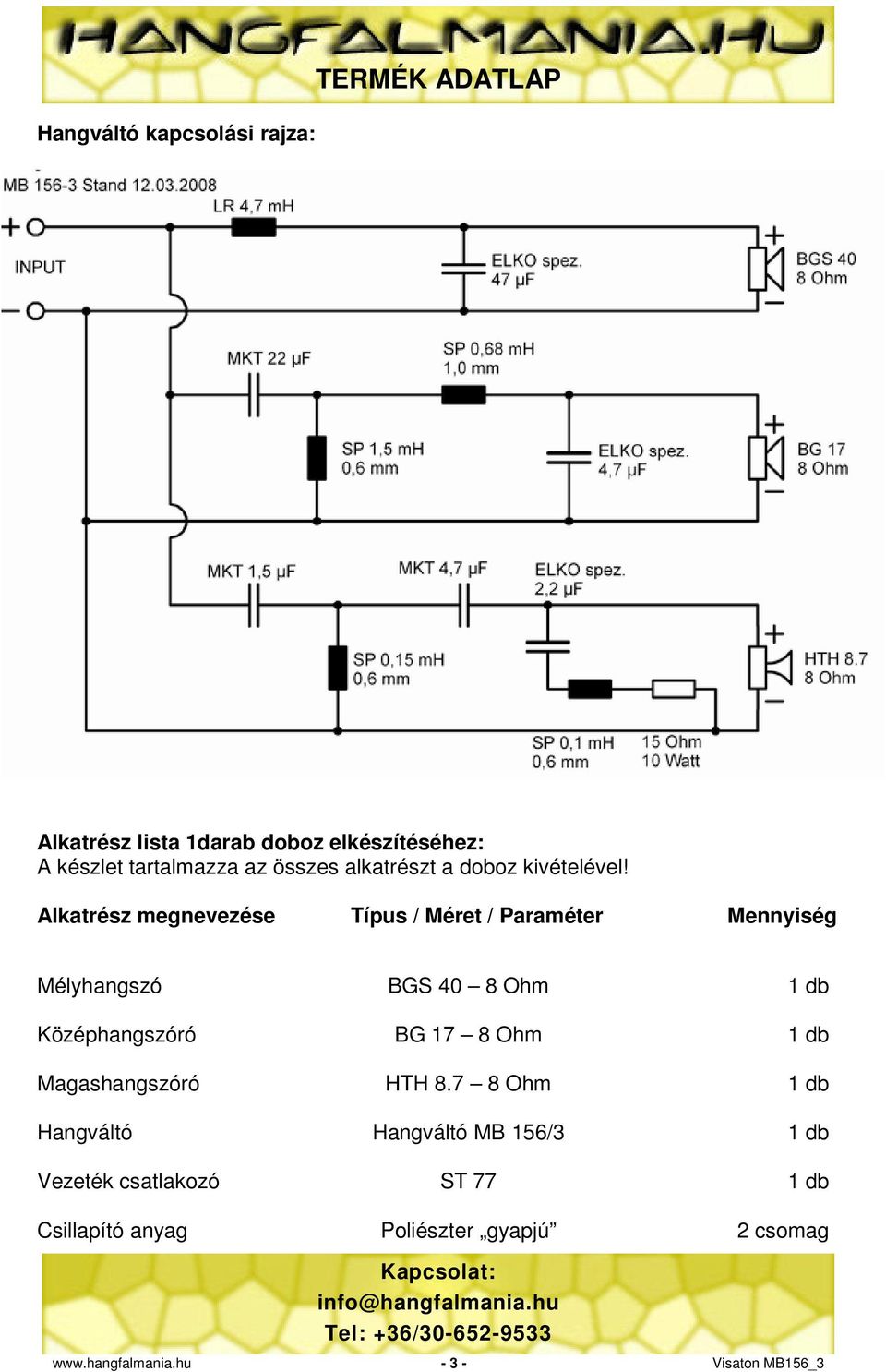 MB 156/3. Art. No TERMÉK ADATLAP - PDF Ingyenes letöltés