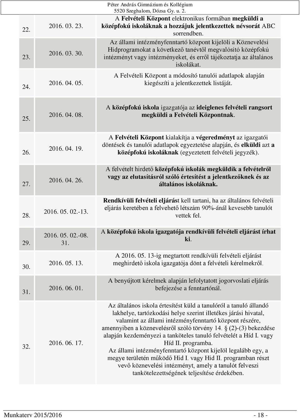 Az állami intézményfenntartó központ kijelöli a Köznevelési Hídprogramokat a következő tanévtől megvalósító középfokú intézményt vagy intézményeket, és erről tájékoztatja az általános iskolákat.