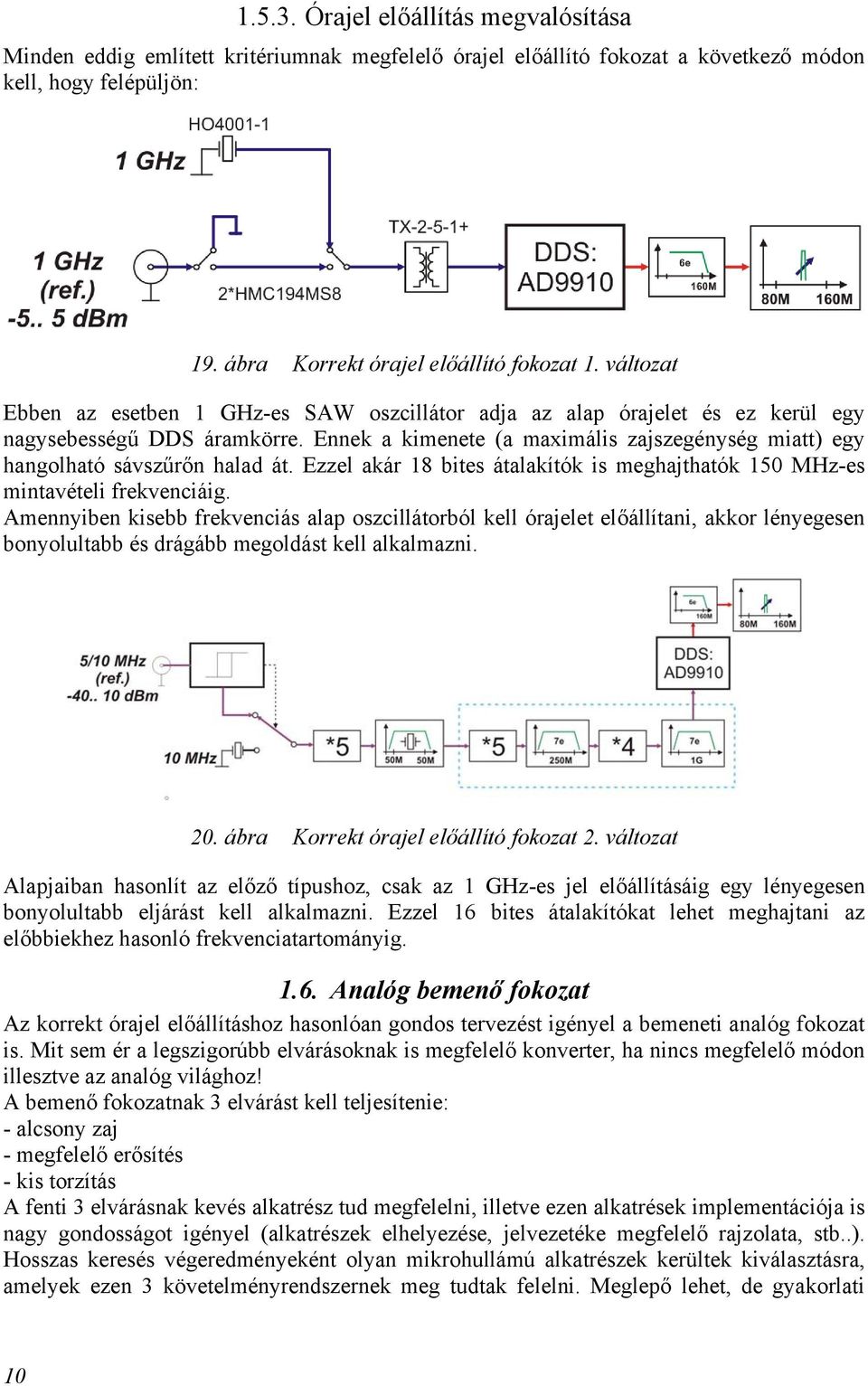 Ennek a kimenete (a maximális zajszegénység miatt) egy hangolható sávszűrőn halad át. Ezzel akár 18 bites átalakítók is meghajthatók 150 MHz-es mintavételi frekvenciáig.