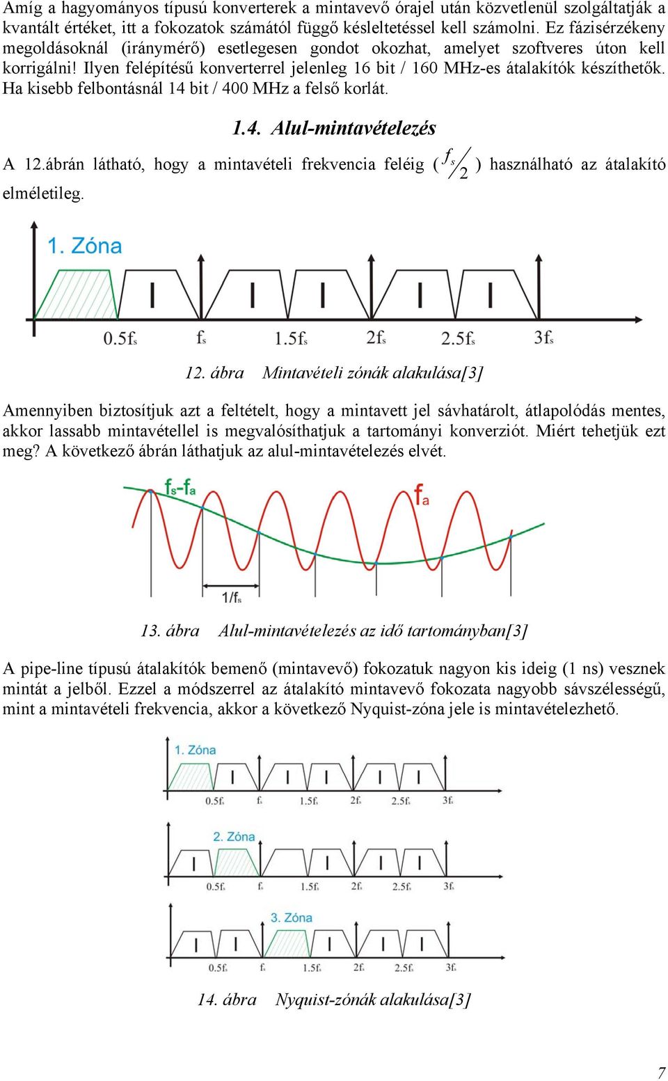 Ha kisebb felbontásnál 14 bit / 400 MHz a felső korlát. 1.4. Alul-mintavételezés A 12.ábrán látható, hogy a mintavételi frekvencia feléig ( elméletileg. f s 2 ) használható az átalakító 12.