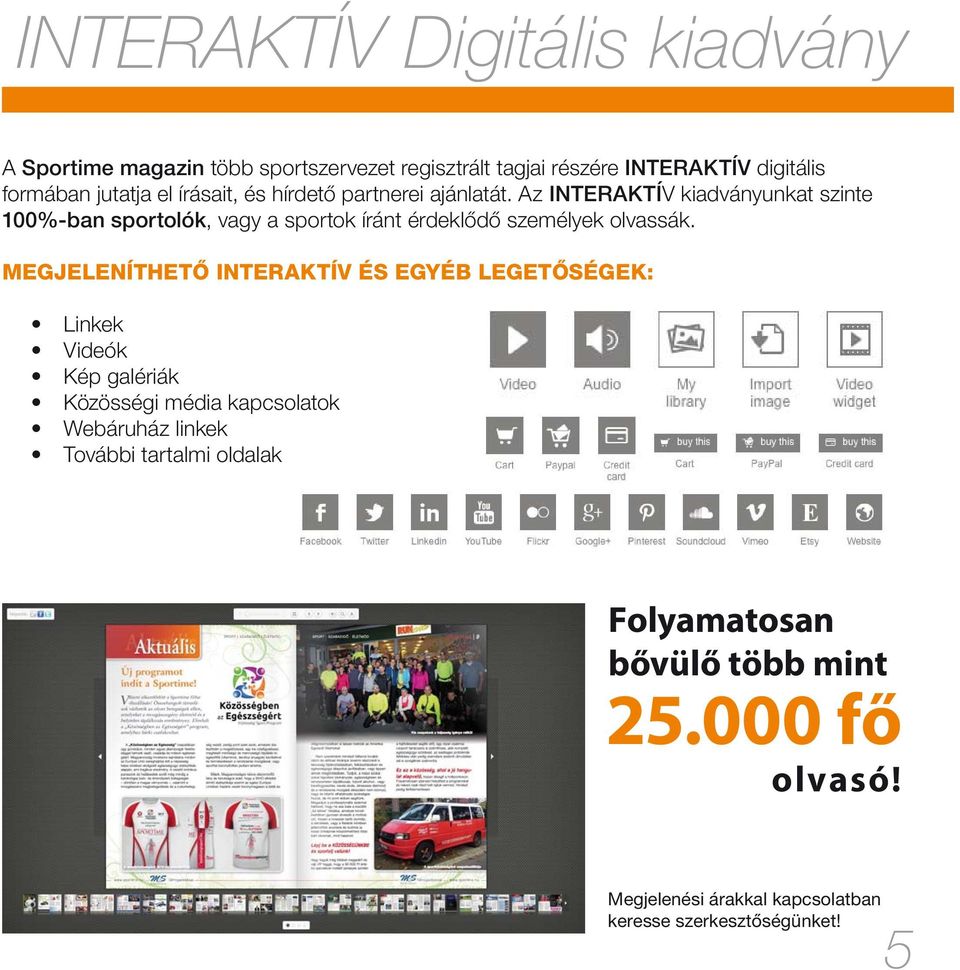 Az INTERAKTÍV kiadványunkat szinte 100%-ban sportolók, vagy a sportok íránt érdeklődő személyek olvassák.