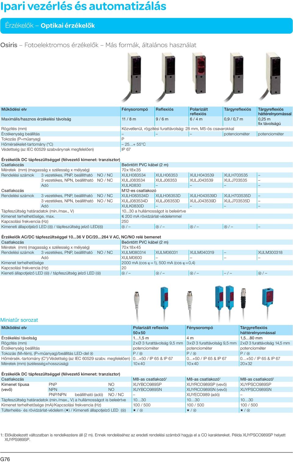 potenciométer potenciométer Tokozás (P=műanyag) P Hőmérsékelet-tartomány ( C) 25 + 55 C Védettség (az IEC 60529 szabványnak megfelelően) IP 67 Érzékelők DC tápfeszültséggel (félvezető kimenet: