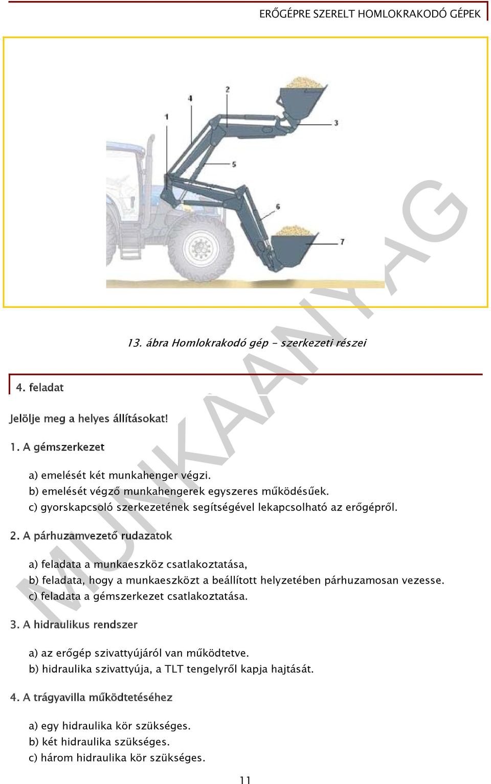 A párhuzamvezető rudazatok a) feladata a munkaeszköz csatlakoztatása, b) feladata, hogy a munkaeszközt a beállított helyzetében párhuzamosan vezesse.