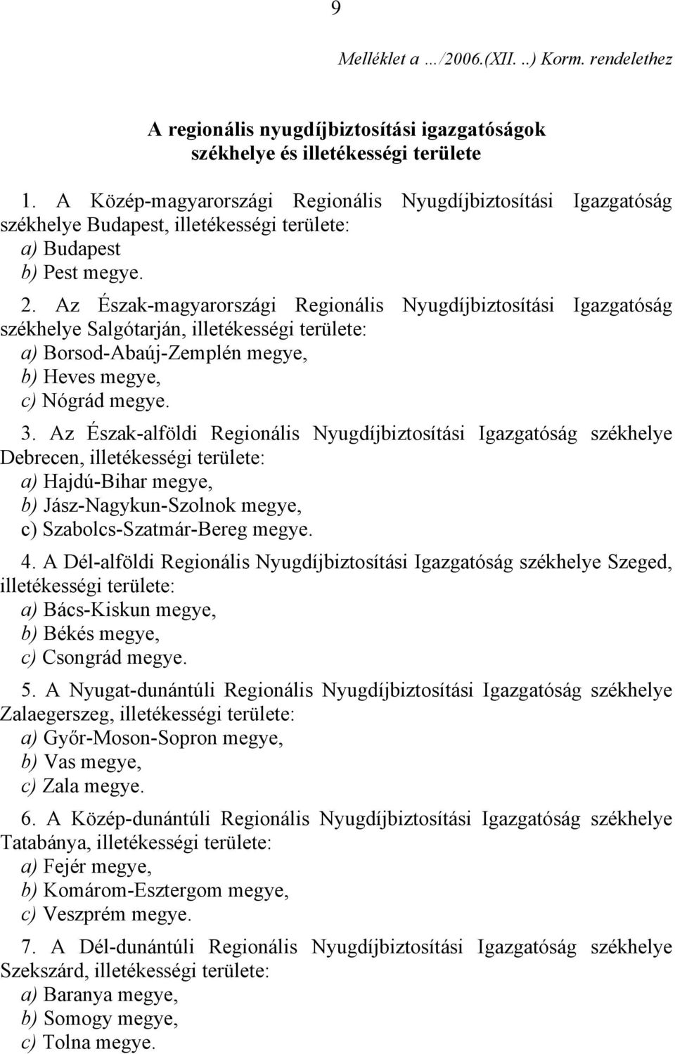 Az Észak-magyarországi Regionális Nyugdíjbiztosítási Igazgatóság székhelye Salgótarján, illetékességi területe: a) Borsod-Abaúj-Zemplén megye, b) Heves megye, c) Nógrád megye. 3.