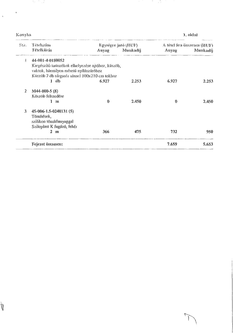 elhelyezése ajtóhoz, küszöb, vaktok, bármilyen méretű nyílászáróhoz Küszöb 7 db sárgaréz sínnel ] 00x210 cm tokhoz