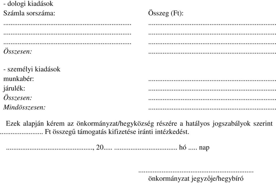 .. Ezek alapján kérem az önkormányzat/hegyközség részére a hatályos jogszabályok szerint.