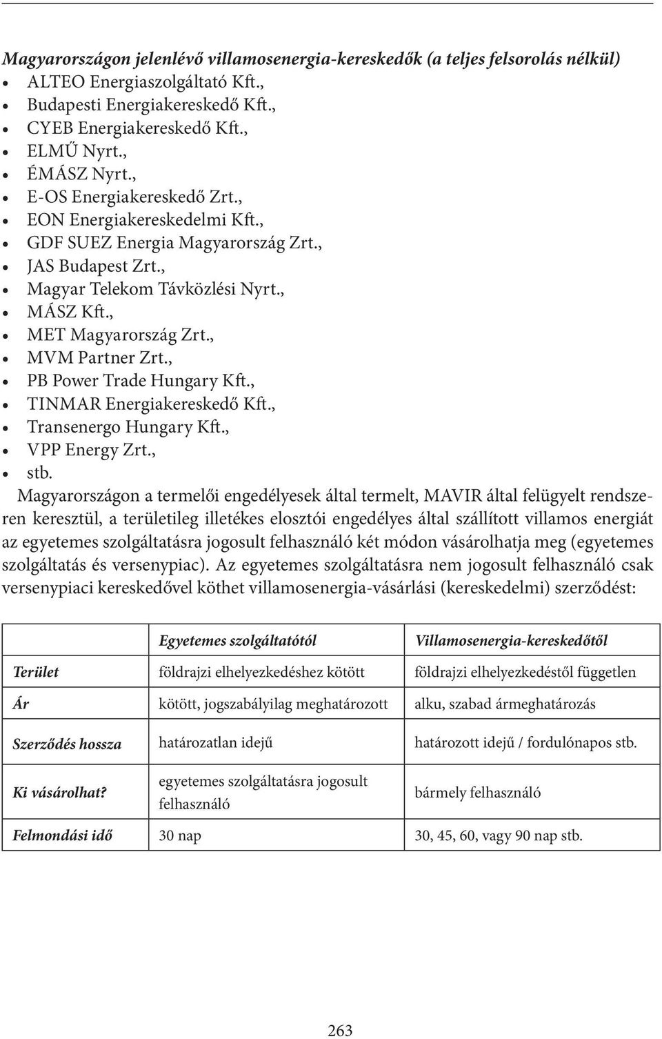 , PB Power Trade Hungary Kft., TINMAR Energiakereskedő Kft., Transenergo Hungary Kft., VPP Energy Zrt., stb.