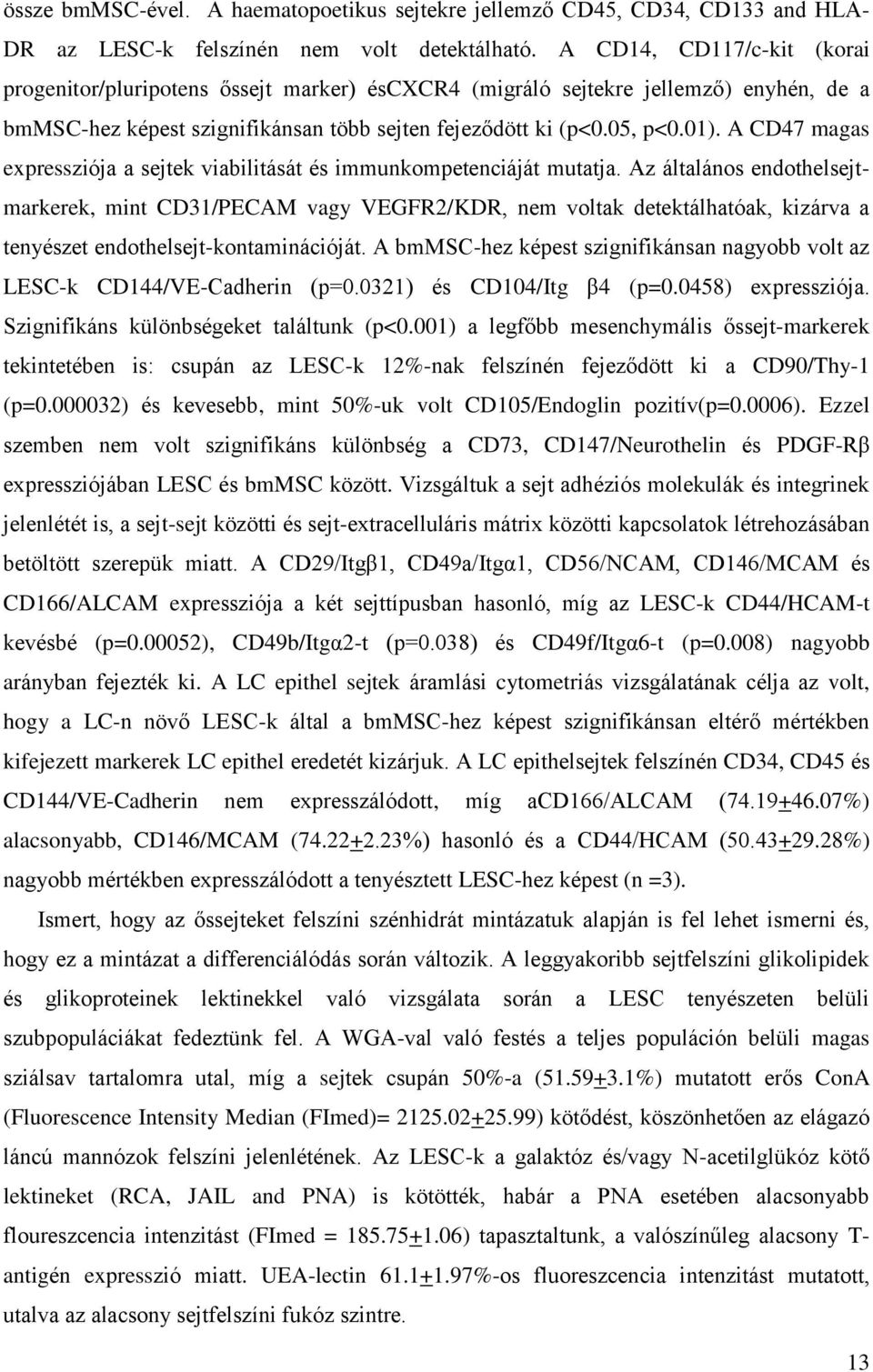 A CD47 magas expressziója a sejtek viabilitását és immunkompetenciáját mutatja.